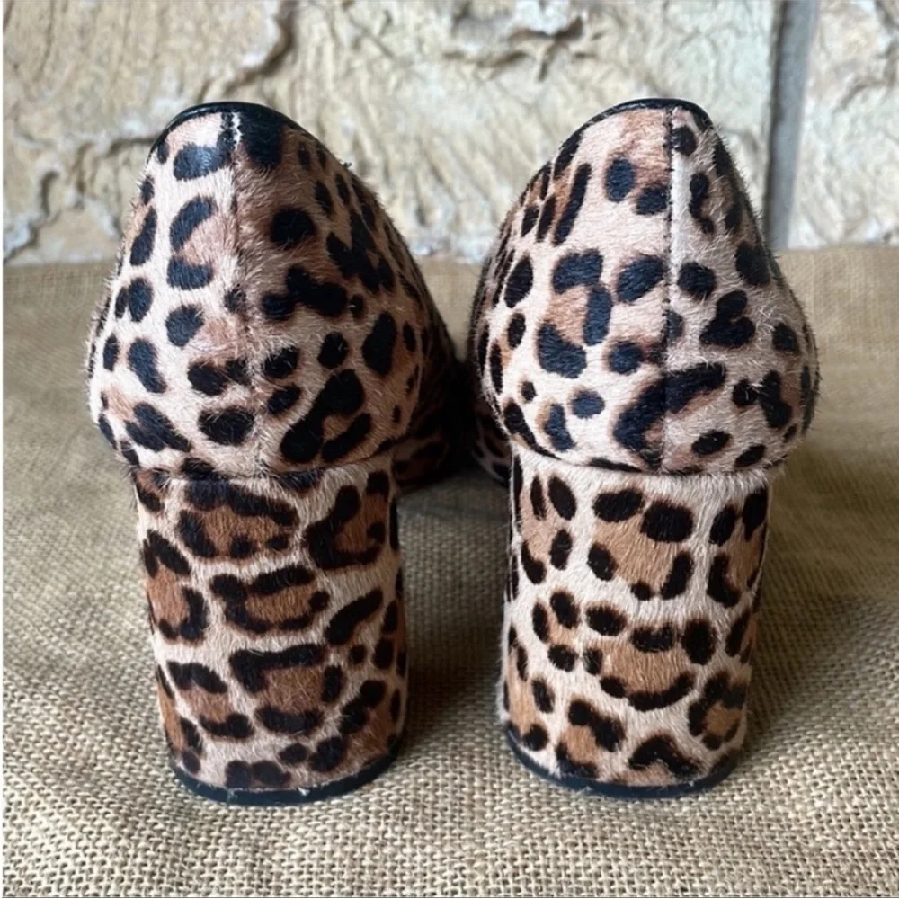 Alice & olivia block heel calf leather leopard print By Stacey bendet 8 1/2